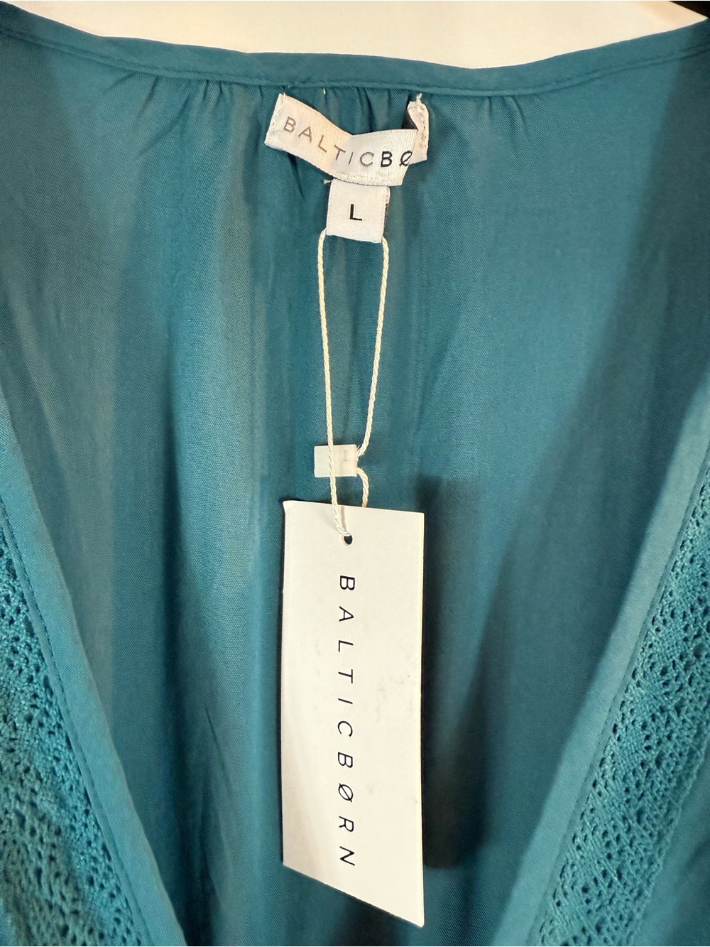 NWT Balticborn women dress Teal Long Sleeve V-Neck Tiered Maxi Dress - Picture 7 of 14